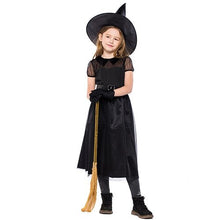 Load image into Gallery viewer, Halloween Girls Fancy Witch Costume Fairy Cosplay Party Black Mesh Dress Party Club Wear
