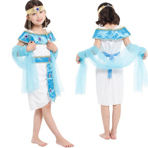 Child Girls Egyptian Princess Clothing Sets Cleopatra Costume Novelty Fancy Party Dress - 5 PCs Costume