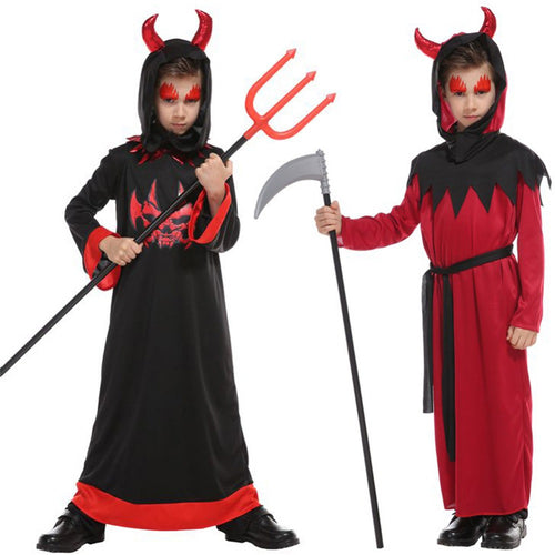 Boys Girls Halloween Vampire Cosplay Costume Bloodsucker Robe Prince of Darkness Gown Ghost Fancy Party Dresses